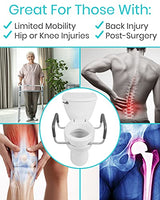 Vive Raised Toilet Seat with Handles for Seniors, Easy-Clean White Seat Riser for Elongated or Standard Bowls, Handicap and Post-Surgery Support