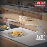 Delta 470-WH-DST Signature Kitchen Faucet with Single-Handle Pull-Out Design in White