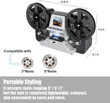 8mm Super 8 Film Scanner and Digital MovieMaker Converter with 2.4-Inch LCD, Silver Finish and 32 GB SD Card for 3-Inch and 5-Inch Film Reels