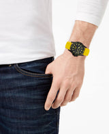 Fossil FB01 Mens Three-Hand Date Watch with Yellow Silicone Strap