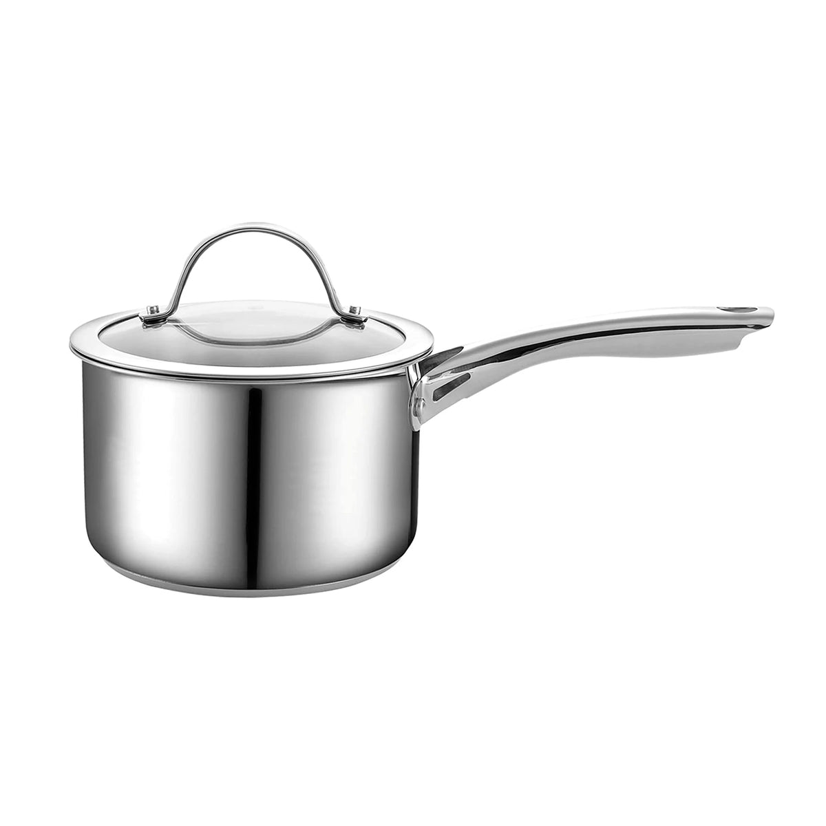 2-Quart Classic Stainless Steel Saucepan with Tempered Glass Lid, Silver Cooks Standard Sauce Pot