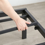 PrimaSleep Full-Size 18-Inch Heavy-Duty Steel Slat Bed Frame in Black with Anti-Slip Support, No-Noise Construction, Easy Assembly, and No Box Spring Required