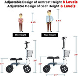 RINKMO Foldable All-Terrain Knee Scooter in White and Blue, Walker for Foot Injuries and Crutches Alternative