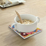4-Piece Donuts Ceramic Coaster Set, 3.9-Inch Absorbent Heat-Resistant Drink Coasters with Cork Bases for Home, Kitchen or Bar