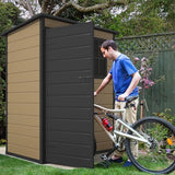 DWVO 5 x 3ft Gray Resin Outdoor Storage Shed with Floor, Window, Waterproof Construction, and Lockable Door for Garden, Yard, or Patio