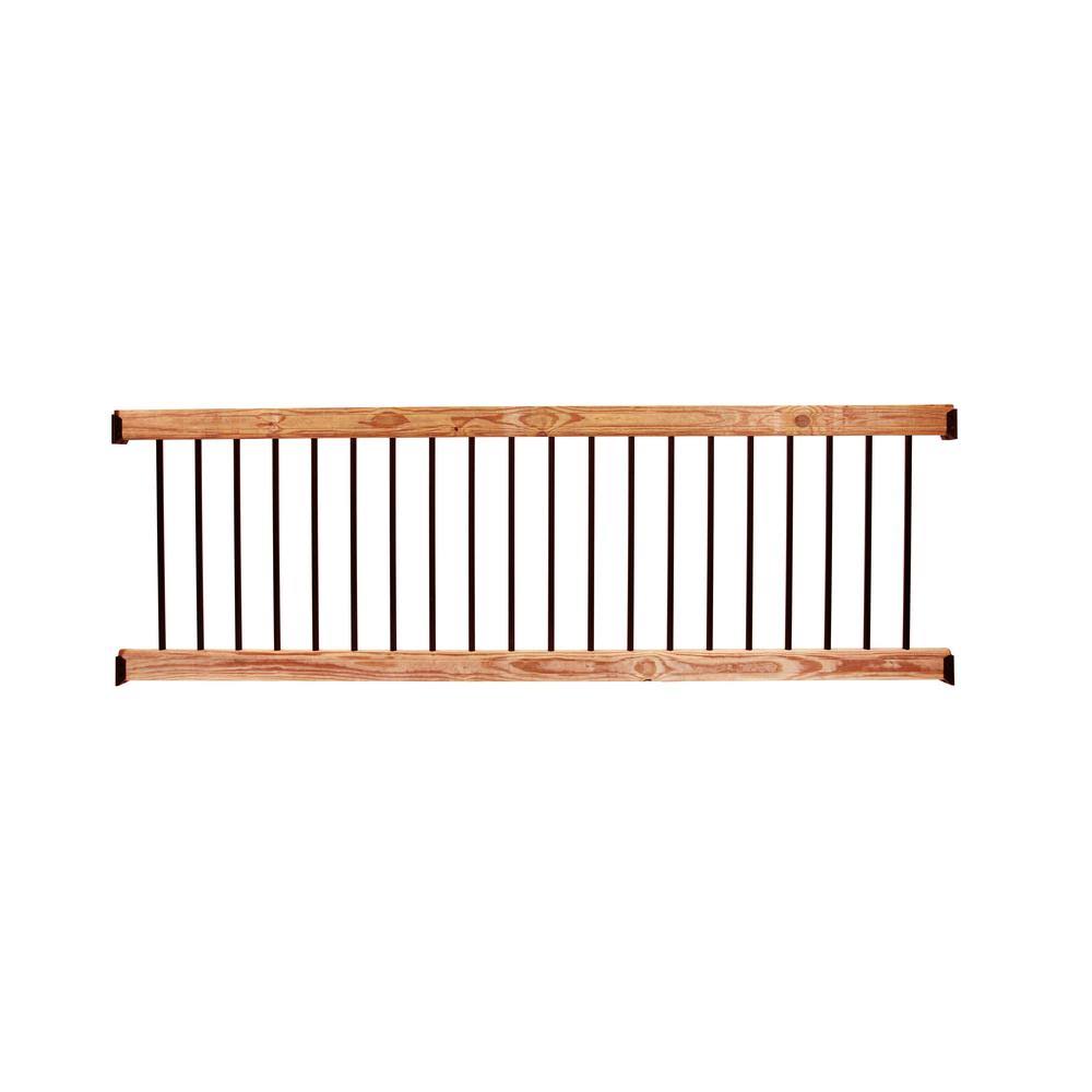 DeckoRail 8 ft. Deck Railing Kit, Aluminum with Cedar-Tone Southern Yellow Pine, 298648