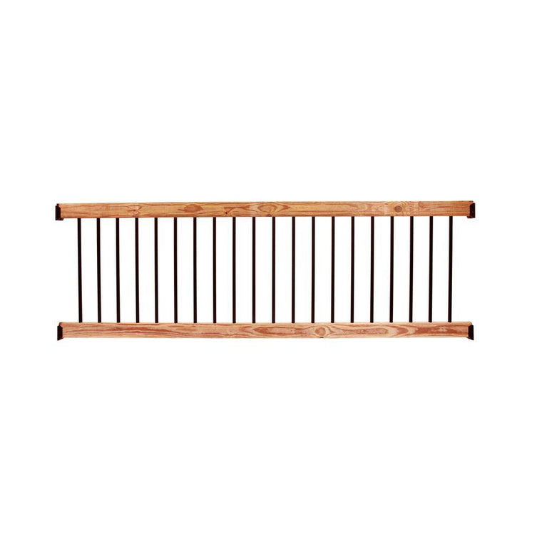 DeckoRail 8 ft. Deck Railing Kit, Aluminum with Cedar-Tone Southern Yellow Pine, 298648