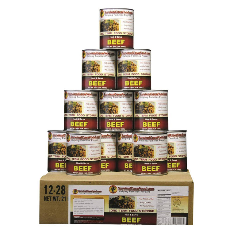 Survival Cave Food Canned Beef, Case of 12 28oz Cans