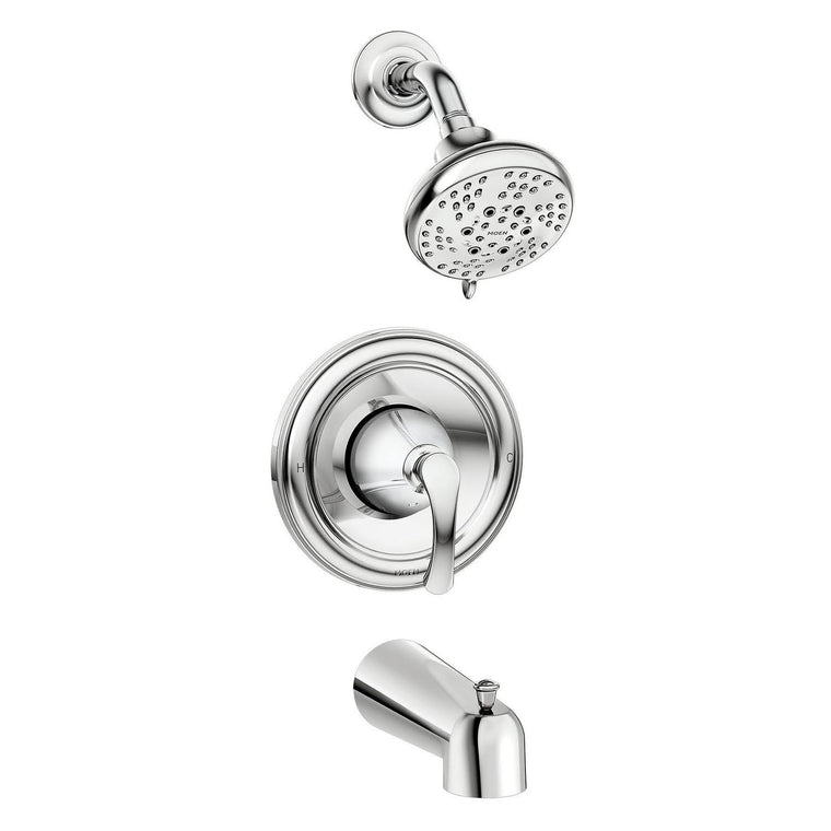 Moen Tiffin Tub and Shower Faucet with Chrome Finish and Single-Handle Control
