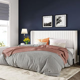 Allewie Queen Velvet Platform Bed with Vertical Channel-Tufted Wingback Headboard, Strong Wooden Slats, No Box Spring Required, Easy Assembly, Black