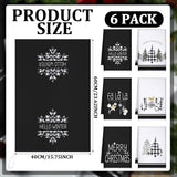 Geyoga 6-Piece Christmas Kitchen Towel Set with Buffalo Plaid and Tree Designs, Soft Absorbent Dish, Tea and Hand Towels for Holiday Gifts, 16 x 24 Inches, Gray and White