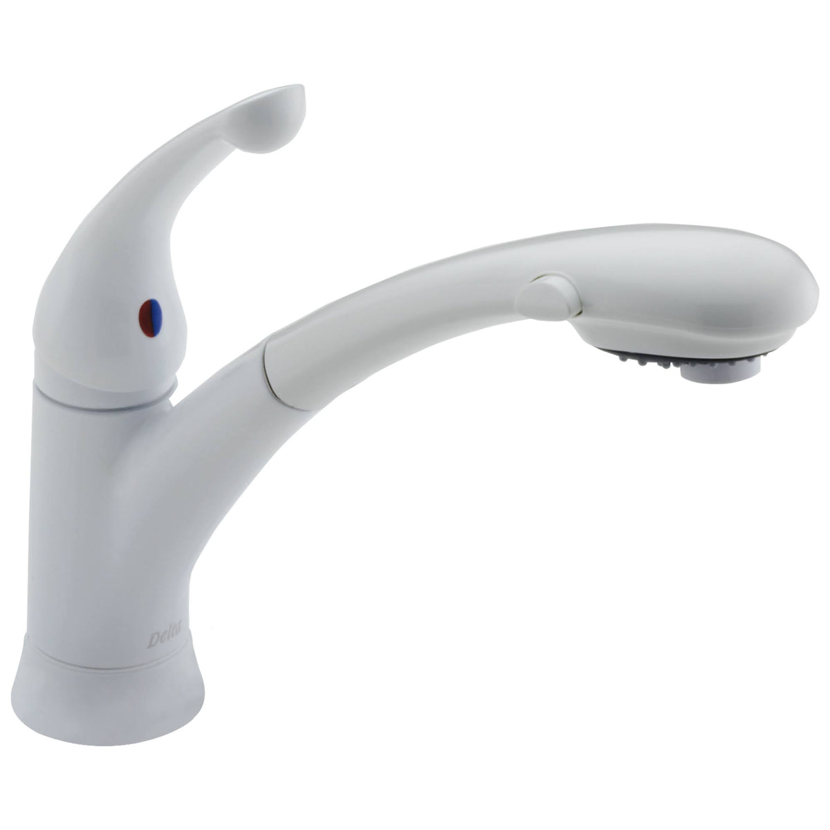 Delta 470-WH-DST Signature Kitchen Faucet with Single-Handle Pull-Out Design in White