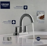 Grohe Veletto 20582000 Starlight Chrome Bathroom Faucet with 4-Inch Centerset and 2 Handles