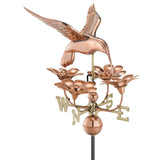 Good Directions Hummingbird Weathervane with Flowers, Finished in Polished Copper
