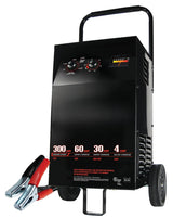 Electric Wheeled Battery Charger and Engine Starter with Manual Timer, 300 Crank Amps, 6V/12V for Car, SUV, Truck and Marine Batteries