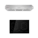 2-Piece Kitchen Appliance Package with Portable 2-Element Induction Cooktop and 30-Inch Under-Cabinet Range Hood