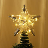 Juegoal 6.5-Inch Golden Metal Star Christmas Tree Topper with 20 LED Lights, Battery-Powered Illuminated Ornament for Holiday Decor