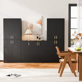 Cozy Castle 71′′ Tall Pantry Cabinet with Four Doors and Adjustable Shelves, Freestanding Wood Storage Cupboard for Kitchen, Dining Room, Living Room or Bathroom, Gray