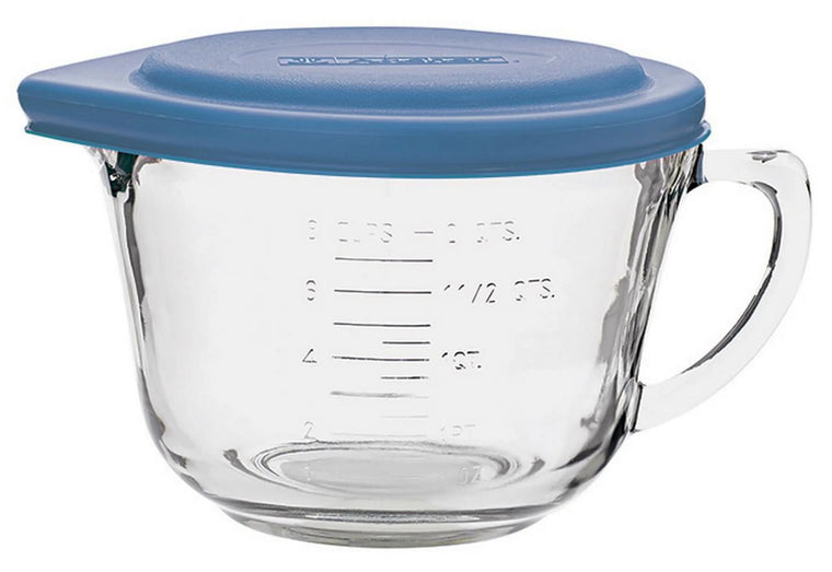 Anchor Hocking 2-Quart Glass Batter Bowl with Blue Lid