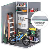 DWVO 5 x 3ft Gray Resin Outdoor Storage Shed with Floor, Window, Waterproof Construction, and Lockable Door for Garden, Yard, or Patio