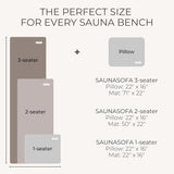 SAUNASOFA 2-Seater Sauna Mat and Pillow Set, Heat-Resistant Seat Cushion Kit for Infrared and Finnish Saunas, Gray