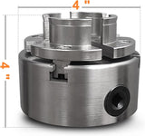 4-Inch Self-Centering Wood Lathe Chuck with 4 Jaws, 1 x 8 TPI Mount for Wood Turning
