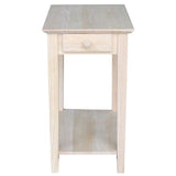 Narrow Transitional End Table in Natural Wood, Featuring One Drawer by Pemberly Row
