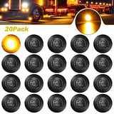 20-Piece Amber Round LED Side Marker and Clearance Light Set, 3/4 12V Waterproof Lamps for Boats, Trucks, Trailers, Campers and Buses