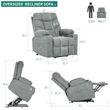 YITAHOME Dark Grey Power Lift Recliner with Massage, Heat, USB Ports, Cup Holders, Remote Control, and a Spacious Fabric Seat