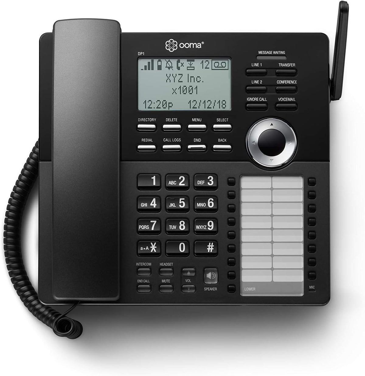 ooma DP1-T Wireless Business Desk Phone for ooma Telo Base Station, Compatible with Telo VoIP Free Internet Home Phone Service, Black
