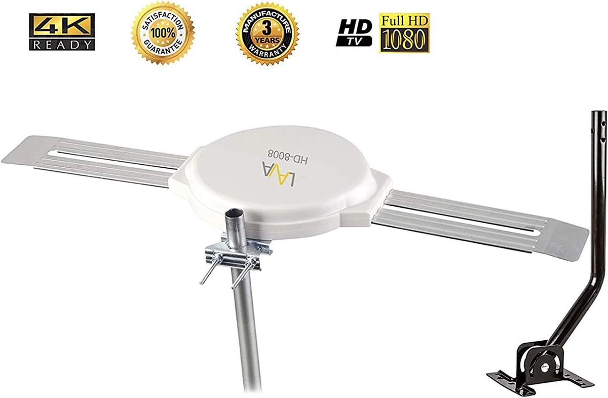 Lava Omnipro HD-8008 360-Degree HDTV Antenna with Mounting Pole, Omni-Directional Attic or Roof Installation for 4K and 1080P Reception