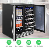 Tittla 30-Inch Dual-Zone Wine and Beverage Refrigerator for 33 Bottles and 80 Cans, Under-Counter or Freestanding Wine Cooler