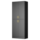 Cozy Castle 71′′ Tall Pantry Cabinet with Four Doors and Adjustable Shelves, Freestanding Wood Storage Cupboard for Kitchen, Dining Room, Living Room or Bathroom, Gray