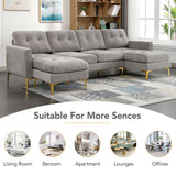 Soges Gray U-Shaped Sectional Sofa with Convertible 5-Seater Design and Ottoman, Living Room Couch Measuring 110×54