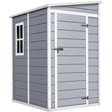 DWVO 5 x 3ft Gray Resin Outdoor Storage Shed with Floor, Window, Waterproof Construction, and Lockable Door for Garden, Yard, or Patio