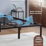 PrimaSleep Full-Size 18-Inch Heavy-Duty Steel Slat Bed Frame in Black with Anti-Slip Support, No-Noise Construction, Easy Assembly, and No Box Spring Required