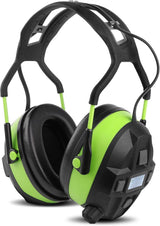 Bluetooth Safety Ear Muffs with 29dB NRR Noise Reduction, FM Radio and MP3 Audio, Rechargeable Wireless Headphones, Green