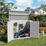 41 Cu. Ft. Weatherproof Outdoor Storage Shed with Thickened Resin Walls, Integrated Floor, Gas-Spring Lid and Lockable Doors for Lawn Mowers, Tools and Trash Cans