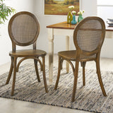 GDF Studio Ruhan Dining Chairs, Set of 2, Featuring Wooded Cane Backs in Brown