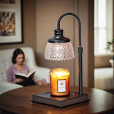 Adjustable Top-Down Candle Warmer Lamp with Two Bulbs, Dimmable Brightness and Heat Controls, Timer and Auto Shut-Off, Black