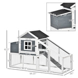 PawHut White Wooden Chicken Coop with Nesting Box and Run, 69×22 Inches