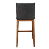 Set of 2 New Pacific Direct Devon Counter Stools with PU Leather Seats, Antique Gray Upholstery and Walnut Brown Legs