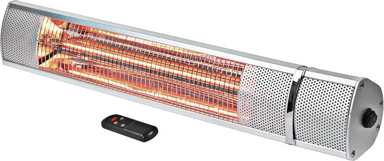 Comfort Zone CZPH20RSL Wall-Mounted Patio Heater for Indoor and Outdoor Use, Waterproof Halogen Tube Design with Adjustable Heat Output