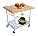 2-Tier Gourmet Kitchen Cart with 26 Deep x 40 Wide Maple Butcher Block Top