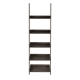 5-Tier Leaning Ladder Bookshelf by Lavish Home, Slate Gray Display Shelves for Living Room, Bathroom, or Kitchen