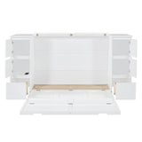 Twin Wall Bed with Wood Cabinet Frame, Charging Station, Outlet, USB Ports and Storage Drawers, Space-Saving Murphy Bed for Home Office or Studio, White