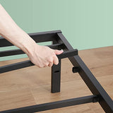 PrimaSleep Full-Size 18-Inch Heavy-Duty Steel Slat Bed Frame in Black with Anti-Slip Support, No-Noise Construction, Easy Assembly, and No Box Spring Required