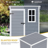 DWVO 5 x 3ft Gray Resin Outdoor Storage Shed with Floor, Window, Waterproof Construction, and Lockable Door for Garden, Yard, or Patio