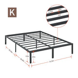 PrimaSleep Full-Size 18-Inch Heavy-Duty Steel Slat Bed Frame in Black with Anti-Slip Support, No-Noise Construction, Easy Assembly, and No Box Spring Required