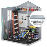 DWVO 5 x 3ft Gray Resin Outdoor Storage Shed with Floor, Window, Waterproof Construction, and Lockable Door for Garden, Yard, or Patio